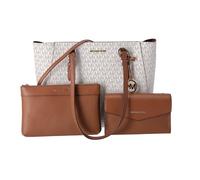 Michael Kors Charlotte - Bolsa grande 3 en 1 de piel, Vainilla, Large
