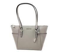 Michael Kors Charlotte - Bolsa grande con cremallera superior, Gris (Pearl Grey), Large