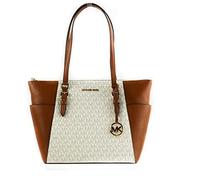 Michael Kors Charlotte - Bolsa grande con cremallera superior, Vainilla, Large