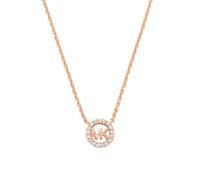 Michael Kors - Collar con colgante de logo MK de plata de ley en tono oro rosa Premium Kors para mujer, MKC1726CZ791