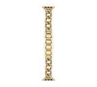 Michael Kors Correa de acero inoxidable o acetato para mujer, compatible con Apple Watch de 38 mm/40 mm/41 mm, Tono Oro
