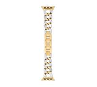 Michael Kors Correa de acero inoxidable o acetato para mujer, compatible con Apple Watch de 38 mm/40 mm/41 mm, Oro y plata