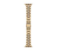 Michael Kors Correa de acero inoxidable o acetato para mujer, compatible con Apple Watch de 38 mm/40 mm/41 mm, Tono dorado y marrón