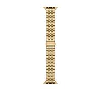 Michael Kors Correa de acero inoxidable para hombre, compatible con Apple Watch de 42 mm/44 mm/45 mm/46 mm/49 mm, Tono Oro