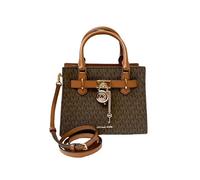 Michael Kors HAMILTON - Bolso cruzado pequeño con hombros SATCHEL MK SIGNATURE BROWN, PVC marrón., NS