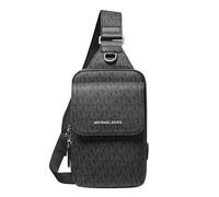 Michael Kors Hudson - Mochila mediana con solapa para hombre/MK Signature S, color negro