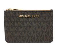 Michael Kors Jet - Bolsa pequeña con Cremallera para Tarjetas de Identidad, Color marrón y Borla, Talla única, Sarga, Marrón y Borla, Taille Unique, Sarga