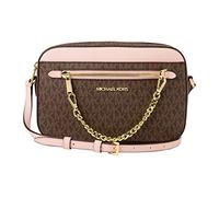 Michael Kors Jet Set Chain East West Large Crossbody Brown MK Powder Blush Pink Multi