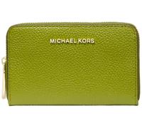 Michael Kors Jet Set Small Zip Around Card Case, Tarjetero para Mujer, Herrajes Dorados/Cuero de Guijarro Mercer/Verde Prado, Talla única