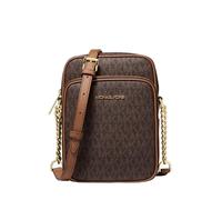 Michael Kors Jet Set Travel Signature - Bolsa bandolera de viaje de PVC con logotipo mediano, Marrón, Medium