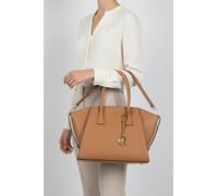 Michael Kors Leather Top Zip Satchel In Beige Talla: OS | Bandoleras Outlet | Mujer | Marrón