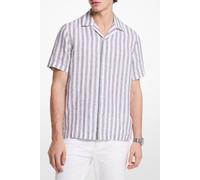 Michael Kors Linen Bold Stripe Short Sleeve Shirt Talla: L | Camisas Casuales Outlet | Hombre | Blanco