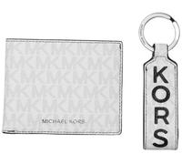 Michael Kors Malone - Juego de cartera delgada y llavero de regalo, Blanco brillante, Talla única