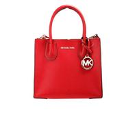 Michael Kors Mercer - Bolso cruzado de piel granulada, tamaño medio, rojo brillante