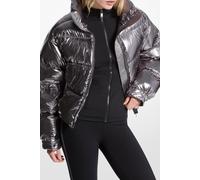 MK Chaqueta acolchada de ciré de nailon metalizado - Gris - Michael Kors S