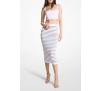 Michael Kors Pencil Skirt With Metallic Stripe In White And Silver Talla: M | Faldas Midi Outlet | Mujer | Blanco