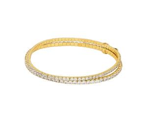 Michael Kors - Pulsera doble premium Kors Brilliance de latón dorado para mujer, MKJ8359CZ710