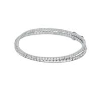 Michael Kors - Pulsera doble premium Kors Brilliance de latón plateado para mujer, MKJ8359CZ040
