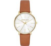 Michael Kors Pyper Reloj para Mujer, Movimiento de cuarzo de tres agujas con correa de piel, 38 mm, Marrón y blanco