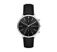 Michael Kors Reloj Blake de Acero Inoxidable o Cuero para Hombre, Plateado/Negro, Minimalista