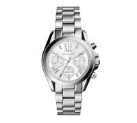 Michael Kors Reloj Bradshaw para Mujer, Movimiento cronógrafo de Cuarzo de 36 mm con Correa de Acero Inoxidable, Tono Plata y Blanco
