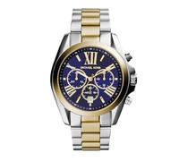 Michael Kors Reloj Bradshaw para Mujer, Movimiento cronógrafo de Cuarzo de 43 mm con Correa de Acero Inoxidable, Tono Plata y Azul