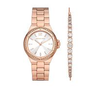Michael Kors Reloj Cuarzo Mujer 44.00mm con dial Analógico Blanco y Correa de Pulsera de Metal Rose Gold MK1053SET