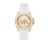 Michael Kors Reloj Everest para Mujer, Movimiento cronógrafo de Cuarzo con Correa de Acero Inoxidable o Silicona, 40 mm, Blanco y Dorado