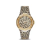 Michael Kors Reloj Lennox para Mujer, Movimiento de Cuarzo de Tres Agujas en Tono Dorado con Correa de Acero Inoxidable, Brillantina Negra y Dorada, 43 mm