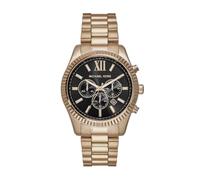 Michael Kors Reloj Lexington para Hombre, Movimiento cronógrafo de Cuarzo de 44 mm con Correa de Acero Inoxidable, Oro Pálido, 44 mm