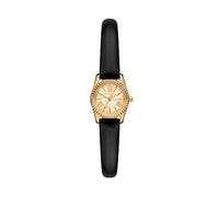 Michael Kors Reloj Lexington para Mujer, Movimiento de Cuarzo de Tres Agujas de 19 mm con Correa de Acero Inoxidable o Piel, Negro y Dorado, 19 mm