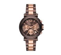 Michael Kors Reloj Maren para Mujer, Movimiento cronógrafo de Cuarzo con Correa de Acero o Piel, Marrón Oscuro, 40 mm