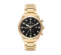 Michael Kors Reloj Panorama para Hombre, Movimiento multifunción de Cuarzo de 44 mm con Correa de Acero Inoxidable, 44 mm, Negro y Tono Dorado