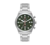 Michael Kors Reloj Panorama para Hombre, Movimiento multifunción de Cuarzo de 44 mm con Correa de Acero Inoxidable, 44 mm, Negro y Tono Plata