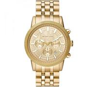 Michael Kors Reloj para hombre Hutton, movimiento cronógrafo, caja de acero inoxidable dorado de 43 mm con correa de acero inoxidable, MK8953
