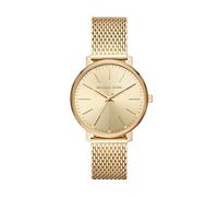 Michael Kors Reloj para Mujer Pyper, tamaño de Caja de 38 mm, Movimiento de Tres Manos, Correa de PVC, Malla Dorada, 38 mm, Diseño contemporáneo