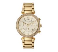 Michael Kors Reloj Parker para mujer, cronógrafo de cuarzo, correa de acero inoxidable o PVC