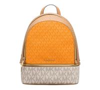 Michael Kors Rhea - Mochila para mujer, diseño de piel sintética de alta calidad, detalles dorados, logotipo impreso, dos compartimentos con cremallera