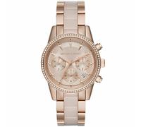 Michael Kors Ritz Ladies Watch|Cronógrafo|Bisel Acentuado con Diamantes|Correa inoxidable[Rose Gold Tone - MK6307]