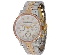 Michael Kors Ritz Plata,Rosa,Oro Tri ,3 Tono + Cristal,Mop Reloj Crono MK5650