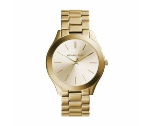 Michael Kors - Slim Runway Three Hand con Correa de Acero Inoxidable en Tono Dorado para Mujer MK3179