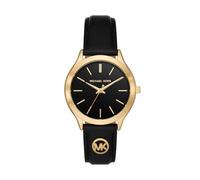 Michael Kors Slim Runway Watch for Women, 38mm Quartz Three Hand Movement with Leather Strap