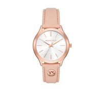 Michael Kors Reloj Slim Runway para Mujer, 38 mm, Movimiento trifuncional de Cuarzo con Correa de Piel, Granate Claro