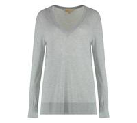 Michael Kors- Suéter con Cuello en V de Mezcla de Seda- Knitwear- Mujer- Gris- S- Suéter con Cuello en V de Mezcla de Seda