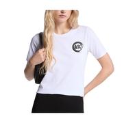 MK Camiseta de punto liso de algodón con adorno de logotipo - Blanco - Michael Kors S