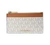 Michael Kors - Tarjetero Compacto con Estampado de Logo y Cremallera - Accessories - Mujer - Beige - ONE SIZE -