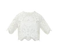 Michael Kors- Top Corto de Encaje Floral- Blouses & Shirts- Mujer- Blanco- XS- Top Corto de Encaje Floral