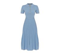 Michael Kors - Vestido midi polo de punto elástico acanalado - Dresses - Mujer - Azul - S -