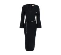 MK Vestido midi de mezcla de lana con cinturón - Negro - Michael Kors S