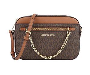 Michael Kors Women's Jet Set Item LARGE EAST WEST CHAIN Crossbody (BROWN/SOFTPINK)
